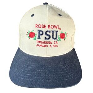 KC Penn State 1995 Rose Bowl Hat Mens OSFA Cream Navy Vintage Snapback Cap